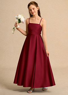 Azazie Pebbles Girl Flower Girl Klänningar Klä A-Line i Matt satäng Plisserad image2