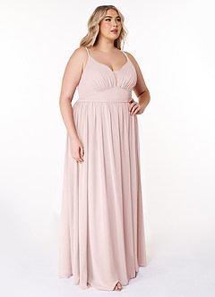 Azazie Rayna Bridesmaid Dresses Blushing Pink A-Line V-Neck Pleated Chiffon Dress image10