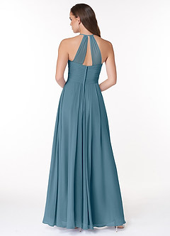 Azazie Ginger Abiti da Damigella Abito A-Line in Chiffon con Scollo Halter a Pieghe Bermuda image2