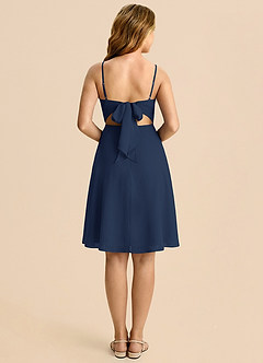 Azazie Shale Dark Navy A-Line Bow Chiffon Dress image2