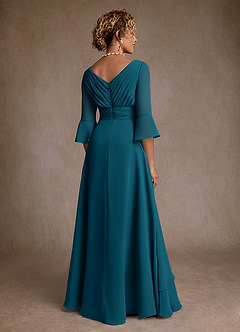 Azazie Eire Mother of the Bride Dresses Ink Blue A-Line Pleated Chiffon Dress image2