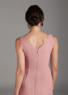 Azazie Saturn Final Sale Dusty Rose Sheath V-Neck Pleated Chiffon Dress image5