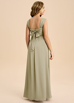 Azazie Hattie Junior A-Linie Plissee Stretch-Satin Kleid Moosgrün image7