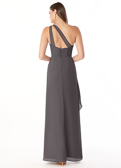 Azazie Maive Bridesmaid Dresses Steel Grey Sheath Pleated Ruffle Chiffon Dress image2