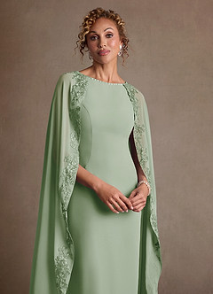 Azazie Artemisia Mother of the Bride Dresses Dusty Sage Sheath Lace Chiffon Dress image6