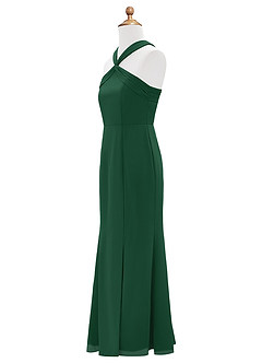 Azazie Rue Junior Dark Green Mermaid Side Slit Chiffon Dress image8