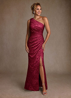 Azazie Joylin Moeder van de bruid jurken Trompet Jurk van Bloemen Burn-out One-Shoulder Bourgondië image1