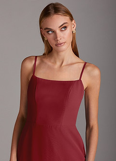 Azazie Tayla Final Sale Pomegranate Sheath Chiffon Dress image5