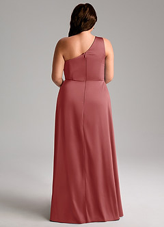 Azazie Brooke Bridesmaid Dresses Antique Rose A-Line One Shoulder Stretch Satin Dress image10