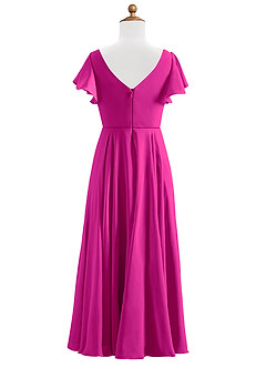 Azazie Caria Junior Robe Trapèze en Mousseline de soie Plissée Fuchsia image8