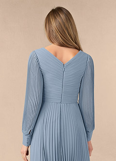 Azazie Zina Mother of the Bride Dresses Dusty Blue A-Line Pleated Chiffon Dress image6