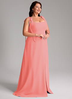 Azazie Debra Bridesmaid Dresses Coral A-Line with Pockets Chiffon Convertible Dress image12