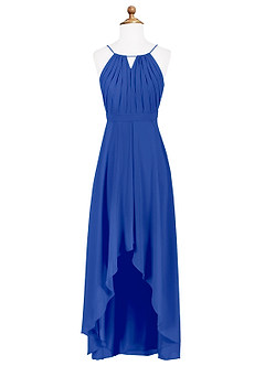 Azazie Oaklynn Junior Robe Trapèze en Mousseline de soie Plissée Bleu Roi image6
