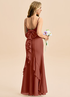 Azazie Lioren Junior Auburn Mermaid Bow Chiffon Dress image1