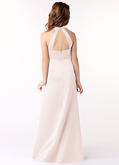 Azazie Laurel Junior Rose Petal A-Line Matte Satin Dress image3