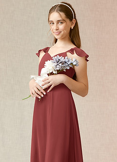 Azazie Everett Junior Terracotta A-Line Chiffon Dress image6