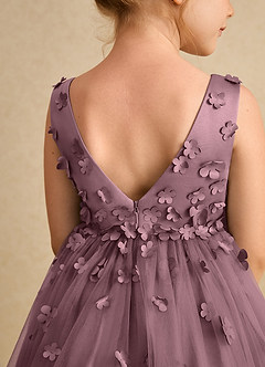 Azazie Lana Flower Girl Dresses Vintage Mauve A-Line Sleeveless Matte Satin Dress image7
