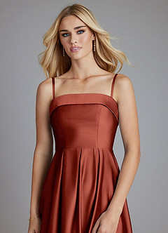 Azazie Lucienne Bridesmaid Dresses Terracotta A-Line Strapless Stretch Satin Convertible Dress image5