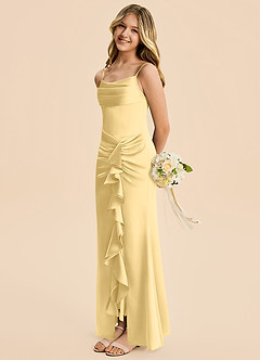Azazie Rosalia Junior Robe Fourreau en Satin extensible Plissé Beurre image4