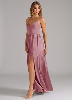 Azazie Aaida Bridesmaid Dresses Vintage Mauve A-Line Corset Stretch Satin Dress image3