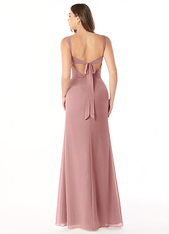 Azazie Audre Brautjungfernkleider Meerjungfrau-Linie Plissee Chiffon Kleid Altrosa image2