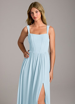 Azazie Rosaline Brautjungfernkleider A-Linie Seitliche Cut-Outs Chiffon Kleid Himmelblau image2