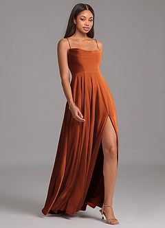 Azazie Elle Bridesmaid Dresses Burnt Orange A-Line with Pockets Velvet Dress image6