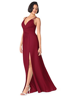 Azazie Farren Robes de demoiselle d'honneur Robe Trapèze Convertible en Mousseline de soie Plissée Bourgogne image3