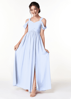 Azazie Lianne Junior Ice A-Line Off the Shoulder Chiffon Dress image1