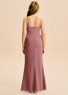 Azazie Buzzy Junior Robe Fourreau en Mousseline de soie Plissée Rose Du Désert image5