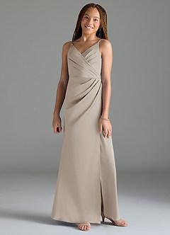 Azazie Maci Junior Klä av Sjöjungfru i Stretch Satin Plisserad image1