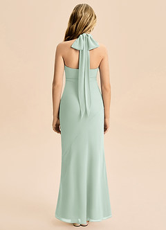 Azazie Velli Junior Syrena Wysoka Kołnierz Szyfon Długość podłogi Młodsza druhna Sukienka image2