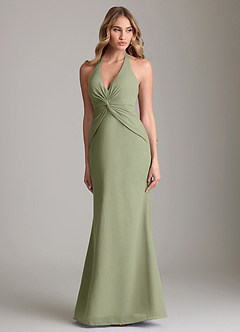 Azazie Valerie Bridesmaid Dresses Pistachio Mermaid Pleated Chiffon Dress image1