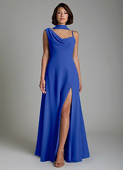Azazie True Bridesmaid Dresses Royal Blue A-Line Pleated Chiffon Dress image6