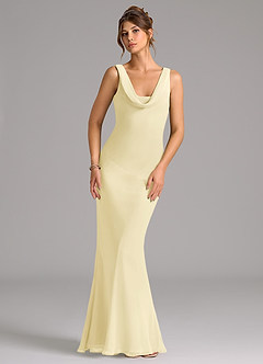 Azazie Rylina Bridesmaid Dresses Lemon Sorbet Mermaid Pleated Chiffon Dress image1
