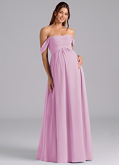 Azazie Saige Maternity Bridesmaid Dresses A-Line Pleated Chiffon Floor-Length Dress image3