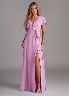 Azazie Lainey Bridesmaid Dresses Candy Pink A-Line with Pockets Chiffon Dress image9