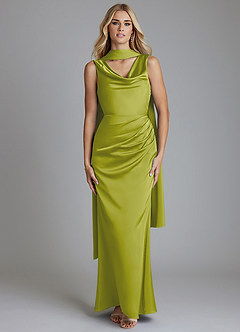 Azazie Tallie Suknie dla druhen Syrena Pofałdowany Satyna elastyczna Do ziemi Sukienka image5