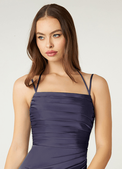 Azazie Desi Bridesmaid Dresses Stormy Sheath Halter Corset Stretch Satin Dress image6