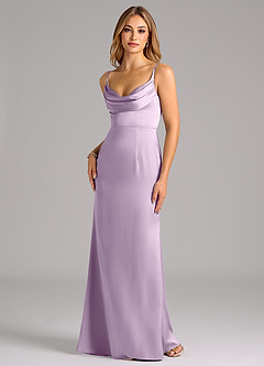 Azazie Aimee Bridesmaid Dresses Frosted Lilac A-Line Sweetheart Neckline Stretch Satin Dress image1