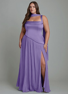 Azazie Stephanie Robes de demoiselle d'honneur Robe Trapèze en Satin extensible Plissé Tahiti image14