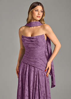 Azazie Gabriela Brautjungfernkleider A-Linie Schulterfrei Blumen-Burnout Kleid Blauregen image8