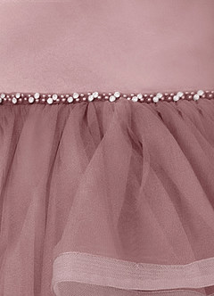 Azazie Sofia Blumenmädchenkleider A-Linie Mit Perlen Tüll Kleid Altrosa image4