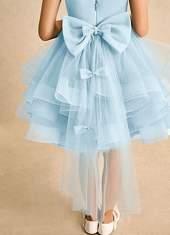 Azazie Tinie Flower Girl Dresses Sky Blue Ball-Gown Bow Tulle Dress image7