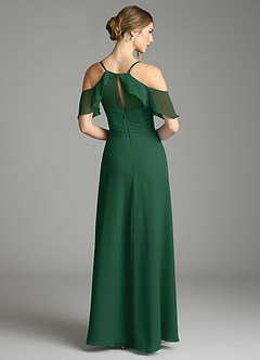Azazie Dakota Bridesmaid Dresses Dark Green A-Line V-Neck Pleated Chiffon Dress image2