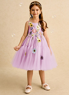 Azazie Osea Robe Demoiselle D'honneur Fillette Robe Princesse en Tulle Plissée Rose Bonbon image3
