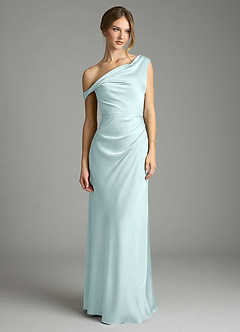 Azazie Emerson Bridesmaid Dresses Sea Glass Mermaid Off the Shoulder Stretch Satin Dress image3