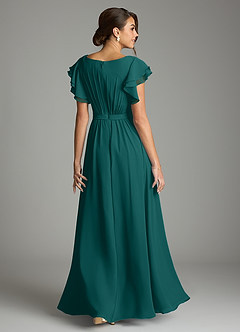 Azazie Daphne Modest Bridesmaid Dresses A-Line Ruffled Chiffon Floor-Length Dress image2