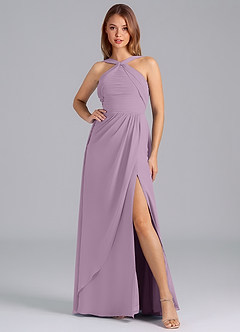 Azazie Mianna Bridesmaid Dresses Wisteria A-Line Pleated Chiffon Dress image3