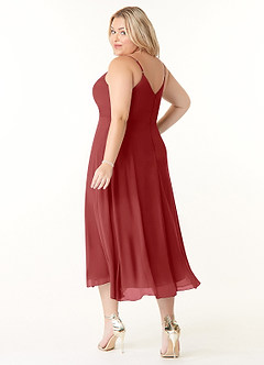 Azazie Clarissa Bridesmaid Dresses Rust A-Line V-Neck Chiffon Dress image10